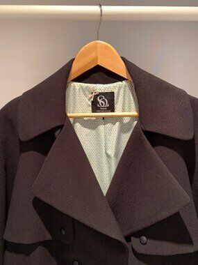 Classic Structured Navy Blue Fall Trench Coat Sinequanone - Size 12